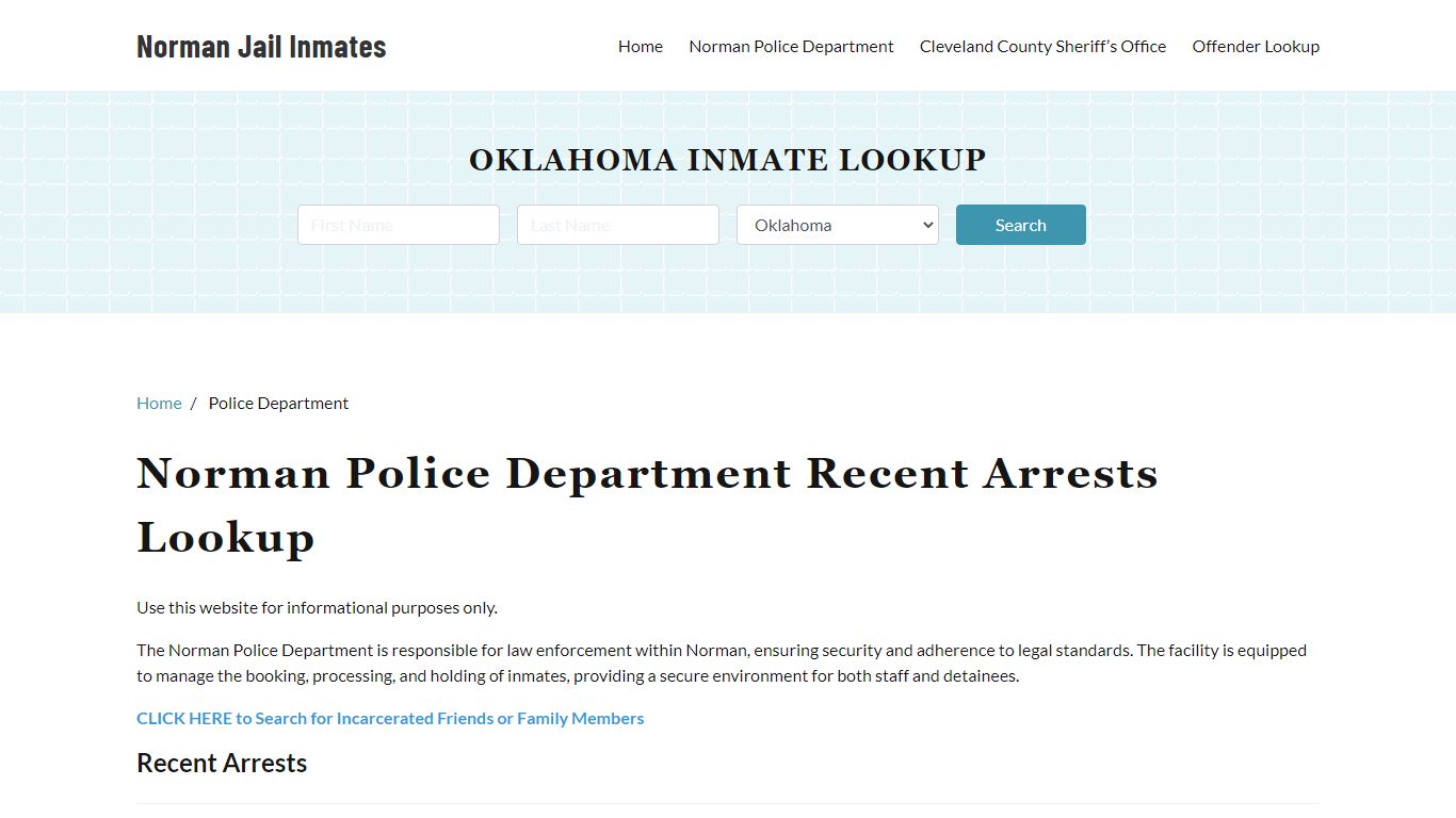 Norman Police Department, OK Arrest Search, Mugshots